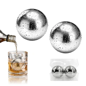 Reusable Stainless Steel Ice Cubes - 2 XL 55mm Cooling Balls | Fast-Chilling Metal Spheres for Whiskey & Scotch, Freezer-Safe Drink Chillers, Bar Accessory Set, Smooth Stones for Beverages Reusable Stainless Steel Ice Cubes - 2 XL 55mm Cooling Balls | Fast-Chilling Metal Spheres for Whiskey & Scotch, Freezer-Safe Drink Chillers, Bar Accessory Set, Smooth Stones for Beverages