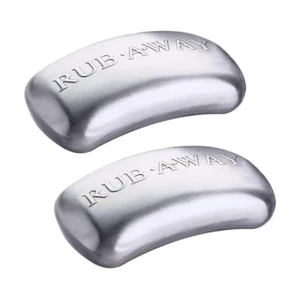 Rub Away Bar, Stainless Steel Odor Absorber (4" x 2.25") - Dishwasher Safe Kitchen & Outdoor Essential for Garlic, Onion, Fishing, Hiking Odors - Natural Odor Remover (Pack of 2) Rub Away Bar, Stainless Steel Odor Absorber (4" x 2.25") - Dishwasher Safe Kitchen & Outdoor Essential for Garlic, Onion, Fishing, Hiking Odors - Natural Odor Remover (Pack of 2)