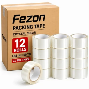 12 Rolls Packing Tape 1.88inch Wide, 50 Yards Per Roll, 600 Total Yards (12 Rolls (2.7mil / 50 yd)) 12 Rolls Packing Tape 1.88inch Wide, 50 Yards Per Roll, 600 Total Yards (12 Rolls (2.7mil / 50 yd))