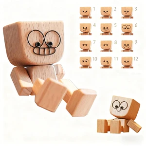 Shaking Wooden Man Figurine with 12 Magnetic Changeable Faces - Handmade Shaking Feet Wooden Doll, Fun Car Decor for Dashboard and Interior,Car Dashboard Decorations Shaking Wooden Man Figurine with 12 Magnetic Changeable Faces - Handmade Shaking Feet Wooden Doll, Fun Car Decor for Dashboard and Interior,Car Dashboard Decorations