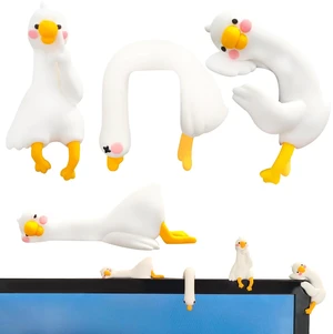 4 PCS Resin Goose Figurine Computer Monitor Decor,Cute Mini Goose Statues for Car Dashboard,Funny Desk/TV/Photo Frame Decorations (White Goose) 4 PCS Resin Goose Figurine Computer Monitor Decor,Cute Mini Goose Statues for Car Dashboard,Funny Desk/TV/Photo Frame Decorations (White Goose)