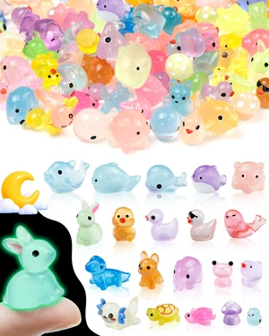 100PCS Luminous mini Resin Animals - 20 Styles Multiple Colors per Style Glow in The Dark Plastic Tiny Animals Figures for Dollhouse, Fairy Garden, Aquarium, Party Favors & DIY Craft Decor 100PCS Luminous mini Resin Animals - 20 Styles Multiple Colors per Style Glow in The Dark Plastic Tiny Animals Figures for Dollhouse, Fairy Garden, Aquarium, Party Favors & DIY Craft Decor