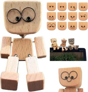 Shaking Wooden Man,Shaking Wooden Man Figurine with 12 Magnetic Expressions,Funny Dashboard Figurine,Handmade Wobble Doll for Car Accessories and Desk Decoration Shaking Wooden Man,Shaking Wooden Man Figurine with 12 Magnetic Expressions,Funny Dashboard Figurine,Handmade Wobble Doll for Car Accessories and Desk Decoration