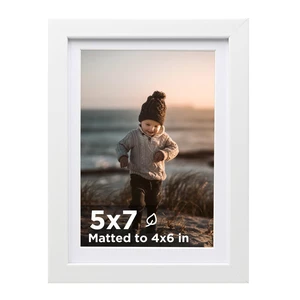 5x7 Picture Frame White, Wooden Photo Frame Matted 4x6 with Plexiglass for 4x6 with Mat or 5x7 without Mat for Table and Wall Display 5x7 Picture Frame White, Wooden Photo Frame Matted 4x6 with Plexiglass for 4x6 with Mat or 5x7 without Mat for Table and Wall Display