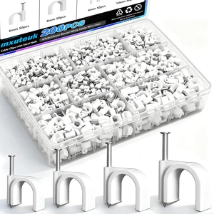 200PCS Cable Clips with Steel Nails,4/6/8/10mm Round White Cable Wire Clips,Wall Clips for Cords,Cable Cord Clips for RG6 RG59 CAT6 RJ45 200PCS Cable Clips with Steel Nails,4/6/8/10mm Round White Cable Wire Clips,Wall Clips for Cords,Cable Cord Clips for RG6 RG59 CAT6 RJ45