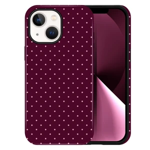 Polka Dot Pattern Phone Case for iPhone 13/14 6.1", Wine | Cute Aesthetic Case for Women Girls,Dual-layer Shockproof Protective Phone Cover,No Fading Print Polka Dot Pattern Phone Case for iPhone 13/14 6.1", Wine | Cute Aesthetic Case for Women Girls,Dual-layer Shockproof Protective Phone Cover,No Fading Print