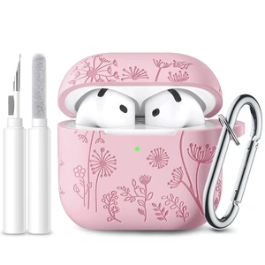 AirPods 4 and AirPods 5 Case with Cleaner Kit & Keychain, Pink | Flower Engraved Silicone Cover Compatible with Apple AirPod 5/4 Case Cute for Women, Scratchproof, Shockproof, Dustproof AirPods 4 and AirPods 5 Case with Cleaner Kit & Keychain, Pink | Flower Engraved Silicone Cover Compatible with Apple AirPod 5/4 Case Cute for Women, Scratchproof, Shockproof, Dustproof