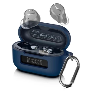 TOZ0 NC9(2024) Case Cover, Silicone Protective Battery Display Visible Design Cover ONLY for TOZO NC9 Hybrid Active Noise Cancelling Wireless Earbuds 2024 Version with Carabiner-Blue TOZ0 NC9(2024) Case Cover, Silicone Protective Battery Display Visible Design Cover ONLY for TOZO NC9 Hybrid Active Noise Cancelling Wireless Earbuds 2024 Version with Carabiner-Blue