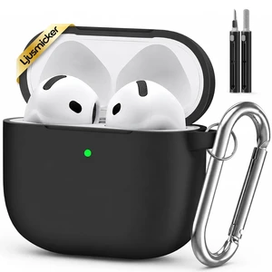 AirPods 5/4 Case (2026/2024) with Cleaner Kit,Black | Soft Silicone Protective Cover for Apple AirPods 5 Case/AirPods 4 Case with Keychain for Women Men,Supports Wireless Charging AirPods 5/4 Case (2026/2024) with Cleaner Kit,Black | Soft Silicone Protective Cover for Apple AirPods 5 Case/AirPods 4 Case with Keychain for Women Men,Supports Wireless Charging