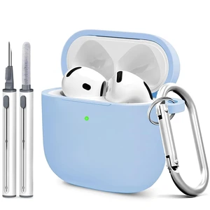 Silicone Case for AirPods 5 and 4 with Cleaner Kit, Sky Blue | Soft silicone cover with keychain and cleaner kit, compatible with AirPods 5 and 4 for daily scratch and bump protection Silicone Case for AirPods 5 and 4 with Cleaner Kit, Sky Blue | Soft silicone cover with keychain and cleaner kit, compatible with AirPods 5 and 4 for daily scratch and bump protection