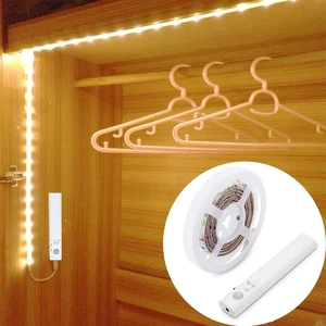 Motion Sensor LED Light Strip, 1M Closet Lights Battery Operated, 3000K Warm White for Under Cabinet Kitchen Lights, Cupboard, Counter, Stairs,Wardrobe, Under Bed Night Lighting Motion Sensor LED Light Strip, 1M Closet Lights Battery Operated, 3000K Warm White for Under Cabinet Kitchen Lights, Cupboard, Counter, Stairs,Wardrobe, Under Bed Night Lighting