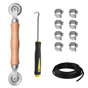 Window Screen Repair Kit, Steel Roller Tool with Bearing, Spline Removal Hook, 32ft Retainer Spline and 8pcs Screen Clips Replacement for Installing Door Mesh Screens BY0009G11 Window Screen Repair Kit, Steel Roller Tool with Bearing, Spline Removal Hook, 32ft Retainer Spline and 8pcs Screen Clips Replacement for Installing Door Mesh Screens BY0009G11