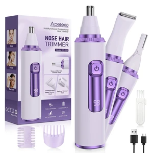 Nose Hair Trimmer for Women, 3-in-1 Painless & Gentle Trimmer for Nose, Eyebrows & Facial Hair, Type-C Rechargeable Precision Groomer with Double-Edged Blades, IPX7 Waterproof - Purple Nose Hair Trimmer for Women, 3-in-1 Painless & Gentle Trimmer for Nose, Eyebrows & Facial Hair, Type-C Rechargeable Precision Groomer with Double-Edged Blades, IPX7 Waterproof - Purple