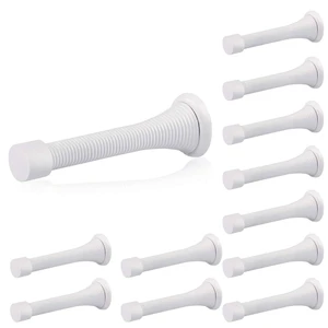 12 Pack Spring Door Stops,3-1/8 Heavy Duty Door Stop - Flexible Spring Door Stopper with Low Mounted White Rubber Bumper Tips, White 12 Pack Spring Door Stops,3-1/8 Heavy Duty Door Stop - Flexible Spring Door Stopper with Low Mounted White Rubber Bumper Tips, White