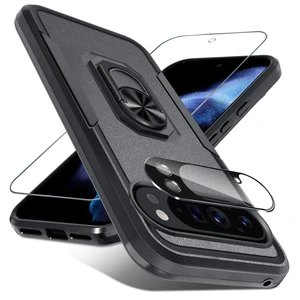 Designed for Google Pixel 10 Pro XL Case Built in Metal Ring Holder | Screen Protector + Camera Lens Protector + Kickstand,Heavy Duty Shockproof Full Body Phone Cover,Black Matte Designed for Google Pixel 10 Pro XL Case Built in Metal Ring Holder | Screen Protector + Camera Lens Protector + Kickstand,Heavy Duty Shockproof Full Body Phone Cover,Black Matte
