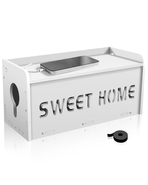 Large Cable Management Box, Imitation Wood Plastic Cord Organizer Boxs | Cord Hider Box for Power Strip Router & USB Hub & TV Wires, Suitable for Both Home and Office White Large Cable Management Box, Imitation Wood Plastic Cord Organizer Boxs | Cord Hider Box for Power Strip Router & USB Hub & TV Wires, Suitable for Both Home and Office White