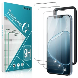 3 Pack for iPhone 14 Plus Screen Protector Tempered Glass and Frame | with Alignment Tool, Full Coverage, 9H Hardness, Case Friendly 3 Pack for iPhone 14 Plus Screen Protector Tempered Glass and Frame | with Alignment Tool, Full Coverage, 9H Hardness, Case Friendly