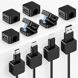 10 Pack Cord Organizer, Magnetic Cable Management, Cord Holder for Desk, Adhesive Cable Clips Wire Keeper for Nightstand, Home, Office, Desktop, Car, Wall (Black) 10 Pack Cord Organizer, Magnetic Cable Management, Cord Holder for Desk, Adhesive Cable Clips Wire Keeper for Nightstand, Home, Office, Desktop, Car, Wall (Black)