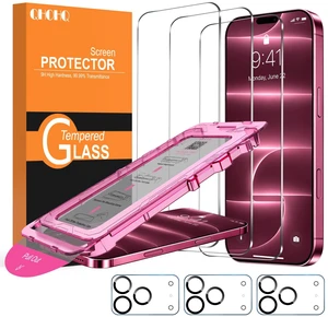 iPhone 18 Pro Max Screen Protector, 9H+ Tempered Glass, 3+3 Pack | with Camera Lens Protector, Auto-Align Bubble Free Installation, Military Grade Shatterproof, HD Clear, Case Friendly iPhone 18 Pro Max Screen Protector, 9H+ Tempered Glass, 3+3 Pack | with Camera Lens Protector, Auto-Align Bubble Free Installation, Military Grade Shatterproof, HD Clear, Case Friendly