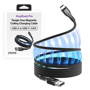 MagStack USB A to USB C Coiling Magnetic Charging Cable, 27W | Nylon Braided Tangle-Free Design, Magnetic Coiling, Data Transfer, Compatible with iPhone & Android, 6FT Black MagStack USB A to USB C Coiling Magnetic Charging Cable, 27W | Nylon Braided Tangle-Free Design, Magnetic Coiling, Data Transfer, Compatible with iPhone & Android, 6FT Black
