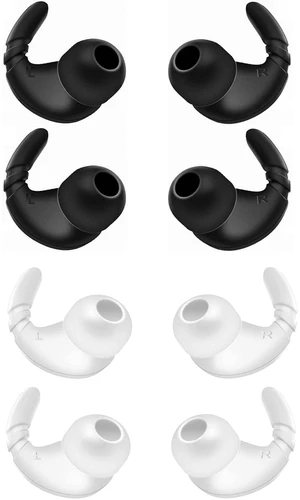 Sports Anti-Slip Stabilizers Fins Wing Earhooks Compatible with Most in-Ear Earbuds 4mm to 6mm Nozzle Attachment, 4 Pairs Anti-Slip Anti-Lost Soft Earbuds Hooks, Black/White Sports Anti-Slip Stabilizers Fins Wing Earhooks Compatible with Most in-Ear Earbuds 4mm to 6mm Nozzle Attachment, 4 Pairs Anti-Slip Anti-Lost Soft Earbuds Hooks, Black/White