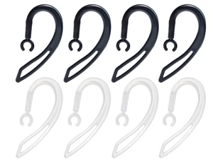 8 Pack TPU Flexible Ear Hooks, 360° Rotatable Replacement Clip Loop for Bluetooth Headset & Mini Walkie Talkie Earpiece (4 Black, 4 Clear) 8 Pack TPU Flexible Ear Hooks, 360° Rotatable Replacement Clip Loop for Bluetooth Headset & Mini Walkie Talkie Earpiece (4 Black, 4 Clear)