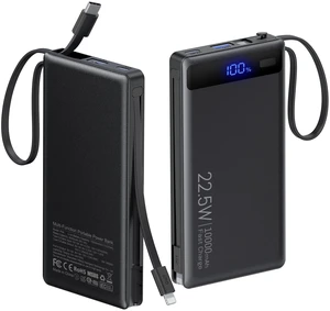 10000mAh Power Bank Built-in 2 Cables,40% Thinner 22.5W PD Portable Charger | USB-C Battery Pack LED Display, Travel Essentials Fast Charging Powerbank(1 Pack) 10000mAh Power Bank Built-in 2 Cables,40% Thinner 22.5W PD Portable Charger | USB-C Battery Pack LED Display, Travel Essentials Fast Charging Powerbank(1 Pack)