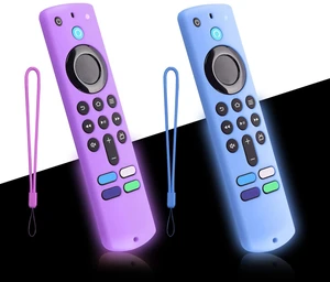 2-Pack Glowing Remote Cover for Smart TV Remote Controller, Blue & Purple | Silicone Protective Case with Lanyard, Glow Blue and Glow Purple, Glowing in the Dark, GITD! 2-Pack Glowing Remote Cover for Smart TV Remote Controller, Blue & Purple | Silicone Protective Case with Lanyard, Glow Blue and Glow Purple, Glowing in the Dark, GITD!