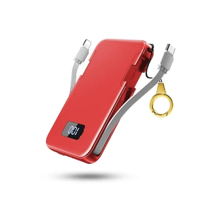 Ultra-Slim 5000mAh Portable Charger for iPhone & Android, Mini Power Bank with Built-in Cables (USB-C & iOS), 5V/2A Small External Battery Pack for iPhone 16/15/14/13, Samsung, Google Red Ultra-Slim 5000mAh Portable Charger for iPhone & Android, Mini Power Bank with Built-in Cables (USB-C & iOS), 5V/2A Small External Battery Pack for iPhone 16/15/14/13, Samsung, Google Red