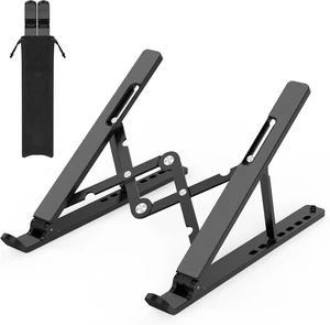 Adjustable Laptop Stand Foldable Notebook Riser Ventilated Cooling Holder ABS Silicone Ergonomic Mount for 10 to 15.6 Inch PC Computer Tablet Desk Office Home Workspace Travel Gaming Accessories Adjustable Laptop Stand Foldable Notebook Riser Ventilated Cooling Holder ABS Silicone Ergonomic Mount for 10 to 15.6 Inch PC Computer Tablet Desk Office Home Workspace Travel Gaming Accessories