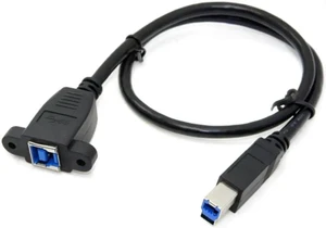 USB 3.0 Type B Panel Mount Extension Cable (1.6ft / 0.5m), SuperSpeed Male to Female B-Type Extender with Screws for DIY Enclosure USB 3.0 Type B Panel Mount Extension Cable (1.6ft / 0.5m), SuperSpeed Male to Female B-Type Extender with Screws for DIY Enclosure