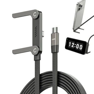 240W USB C to Type C Ultra Fast Charging Cable Flat 90 Degree Right Angle Plug T Shaped Multi Functional Cord Invisible Foldable Stand Power Delivery for Mobile Phone Tablet Desktop PC Laptop Gaming 240W USB C to Type C Ultra Fast Charging Cable Flat 90 Degree Right Angle Plug T Shaped Multi Functional Cord Invisible Foldable Stand Power Delivery for Mobile Phone Tablet Desktop PC Laptop Gaming