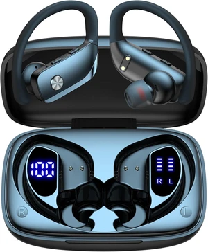 Wireless Bluetooth Earbuds Over Ear Hook Headphones 80H Playtime LED Display Case Mic Stereo Sound Easy Button Control Sport Earphone Earpiece for Running Workout Gym Fitness Smartphone Mobile Wireless Bluetooth Earbuds Over Ear Hook Headphones 80H Playtime LED Display Case Mic Stereo Sound Easy Button Control Sport Earphone Earpiece for Running Workout Gym Fitness Smartphone Mobile