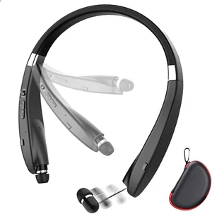 Foldable Retractable Bluetooth Wireless Headset Lightweight Noise Cancelling Stereo Neckband Headphones Earphone Earpiece Carrying Case Pouch for Sports Exercise Workout Running Gym Smartphone Foldable Retractable Bluetooth Wireless Headset Lightweight Noise Cancelling Stereo Neckband Headphones Earphone Earpiece Carrying Case Pouch for Sports Exercise Workout Running Gym Smartphone