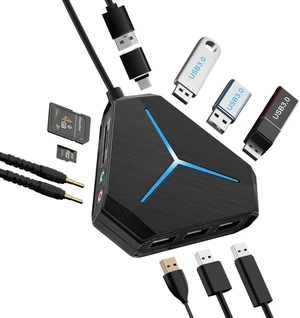 10 Port USB C Hub 3.0 USB Splitter with SD TF Card Reader 3.2ft 1m Long Cable for Laptop MacBook iPad Pro Surface Pro PC 10 Port USB C Hub 3.0 USB Splitter with SD TF Card Reader 3.2ft 1m Long Cable for Laptop MacBook iPad Pro Surface Pro PC