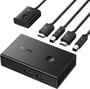 2 In 1 Out HDMI 2.0 USB KVM Switch 4K 60Hz 3D HDR Video Audio Switcher Box Desktop Controller Button with USB and HDMI Cables Adapter Hub Selector Splitter for 2 PC Keyboard Mouse Printer Monitor 2 In 1 Out HDMI 2.0 USB KVM Switch 4K 60Hz 3D HDR Video Audio Switcher Box Desktop Controller Button with USB and HDMI Cables Adapter Hub Selector Splitter for 2 PC Keyboard Mouse Printer Monitor