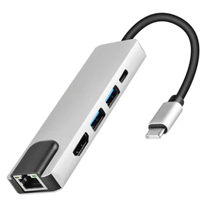 5-in-1 USB C Hub with 4K HDMI & Gigabit Ethernet, 100W PD Charging Port, 2x USB 3.0 Multiport Adapter (Requires DP Alt Mode) 5-in-1 USB C Hub with 4K HDMI & Gigabit Ethernet, 100W PD Charging Port, 2x USB 3.0 Multiport Adapter (Requires DP Alt Mode)