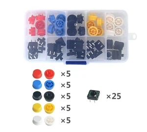 25PCS Tactile Momentary Module Button Momentary 12*12*7.3MM Micro switch button + 25PCS Tact Cap(5 colors) 25PCS Tactile Momentary Module Button Momentary 12*12*7.3MM Micro switch button + 25PCS Tact Cap(5 colors)