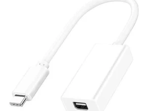 USB-C to Mini DisplayPort Adapter - 4K@60Hz High-Speed Video & Data Converter, Type-C Male to Mini DP Female, Plug and Play, White USB-C to Mini DisplayPort Adapter - 4K@60Hz High-Speed Video & Data Converter, Type-C Male to Mini DP Female, Plug and Play, White