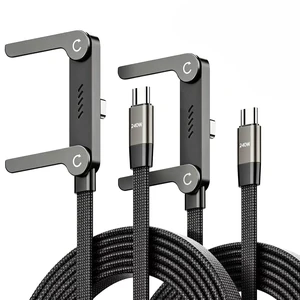USB-C to USB-C Cable 2-Pack - 240W PD 3.1 Fast Charging, 90-Degree Right Angle with Invisible Kickstand, Flat Cord, 5 Ft (1.5m), Black USB-C to USB-C Cable 2-Pack - 240W PD 3.1 Fast Charging, 90-Degree Right Angle with Invisible Kickstand, Flat Cord, 5 Ft (1.5m), Black