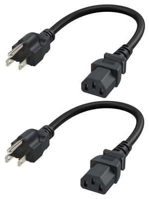 2-Pack 1 ft 18 AWG Universal Power Cord, NEMA 5-15P to IEC320 C13 Replacement Cable, 10A 125V 3-Prong Grounded Wire for PC, Monitor, PDU, Server & UPS, 0.3M Black 2-Pack 1 ft 18 AWG Universal Power Cord, NEMA 5-15P to IEC320 C13 Replacement Cable, 10A 125V 3-Prong Grounded Wire for PC, Monitor, PDU, Server & UPS, 0.3M Black