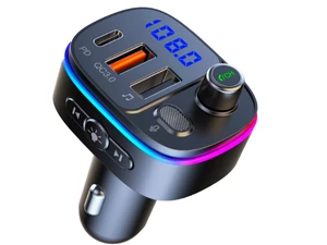 Bluetooth 5.0 FM Transmitter for Car, PD 20W Type-C & QC 3.0 Dual Fast Car Charger, Wireless Radio Audio Adapter with Bass Booster, CVC Hands-Free Mic, 7-Color LED & USB Drive Playback, 12V-24V Bluetooth 5.0 FM Transmitter for Car, PD 20W Type-C & QC 3.0 Dual Fast Car Charger, Wireless Radio Audio Adapter with Bass Booster, CVC Hands-Free Mic, 7-Color LED & USB Drive Playback, 12V-24V