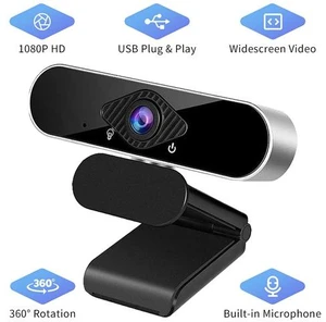 Full HD 1080P USB Webcam with Noise-Canceling Microphone, 360-Degree Rotating Streaming Camera with 90° Wide Angle, Auto Low-Light Correction for PC, Laptop, Mac & Linux Full HD 1080P USB Webcam with Noise-Canceling Microphone, 360-Degree Rotating Streaming Camera with 90° Wide Angle, Auto Low-Light Correction for PC, Laptop, Mac & Linux