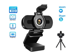 Full HD 1080P USB Webcam with Noise-Canceling Microphone, Streaming Computer Camera with Privacy Shutter, Expandable Metal Tripod & 90° Wide Angle Lens for PC, Mac & Laptop Full HD 1080P USB Webcam with Noise-Canceling Microphone, Streaming Computer Camera with Privacy Shutter, Expandable Metal Tripod & 90° Wide Angle Lens for PC, Mac & Laptop