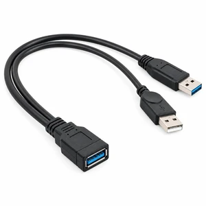 USB 3.0 Y-Splitter Cable (Dual USB-A Male to Female), 5Gbps Data Extender with Extra Power Cord for 2.5" HDD & External DVD Drive USB 3.0 Y-Splitter Cable (Dual USB-A Male to Female), 5Gbps Data Extender with Extra Power Cord for 2.5" HDD & External DVD Drive