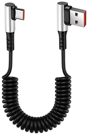 Right Angle Coiled USB A to Type C Cable 90 Degree Retractable 6A Fast Charging Cord Blind Plug Data Sync Spring Wire Adapter Power Charger Line Charge and Sync for Car, Phone 15/16,S23,Carplay-4.9Ft Right Angle Coiled USB A to Type C Cable 90 Degree Retractable 6A Fast Charging Cord Blind Plug Data Sync Spring Wire Adapter Power Charger Line Charge and Sync for Car, Phone 15/16,S23,Carplay-4.9Ft