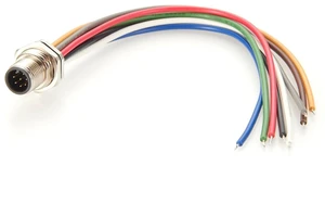 M12 A-Coded 8-Pin Connector Cable (Male, 20cm / 8"), IP67 Waterproof Front Panel Mount Sensor Receptacle with Pre-Wired Pigtail Leads for Industrial Automation & Robotics M12 A-Coded 8-Pin Connector Cable (Male, 20cm / 8"), IP67 Waterproof Front Panel Mount Sensor Receptacle with Pre-Wired Pigtail Leads for Industrial Automation & Robotics