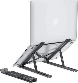 Ergonomic Aluminum Laptop Stand for Desk, Ventilated Desktop Laptop Riser with Anti-Slip Silicone Pads, Open-Air Cooling Holder Compatible with 10-15.6" Laptops & Tablets, Black Ergonomic Aluminum Laptop Stand for Desk, Ventilated Desktop Laptop Riser with Anti-Slip Silicone Pads, Open-Air Cooling Holder Compatible with 10-15.6" Laptops & Tablets, Black