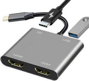 USB-C Dual HDMI Docking Station, Dual Monitor 4K Adapter with 100W PD Fast Charging & USB 3.0 (5Gbps), Aluminum MST Multi-Stream Hub for Thunderbolt 4/3 & USB-C Laptops USB-C Dual HDMI Docking Station, Dual Monitor 4K Adapter with 100W PD Fast Charging & USB 3.0 (5Gbps), Aluminum MST Multi-Stream Hub for Thunderbolt 4/3 & USB-C Laptops