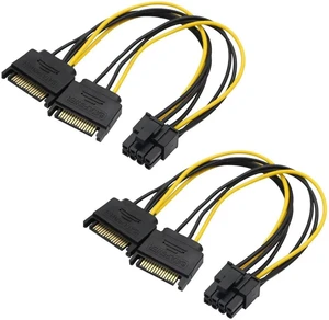 PCIe 8Pin to SATA 15Pin Power Adapter Cable for Graphics Card 8 Pin PCIe Input to 15 Pin SATA Output Conversion Cord for Graphics Card Electrical Connection Power Supply Link 2 Pack PCIe 8Pin to SATA 15Pin Power Adapter Cable for Graphics Card 8 Pin PCIe Input to 15 Pin SATA Output Conversion Cord for Graphics Card Electrical Connection Power Supply Link 2 Pack